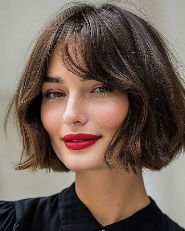 Classic French Bob with Soft Wispy Bangs