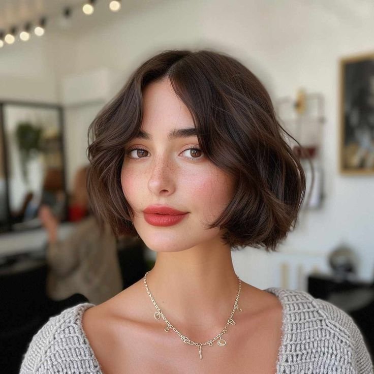 Soft Curved Bob with Natural Volume