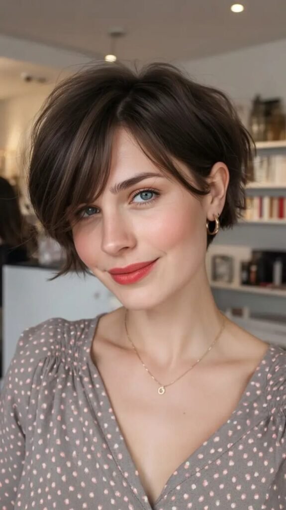 Soft Side-Parted Pixie Bob – Flattering, Fresh & Effortlessly Chic