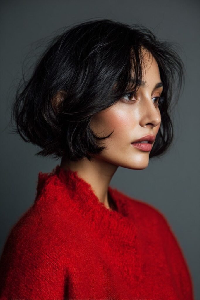 Sleek Dark Bob with Soft Inward Layers