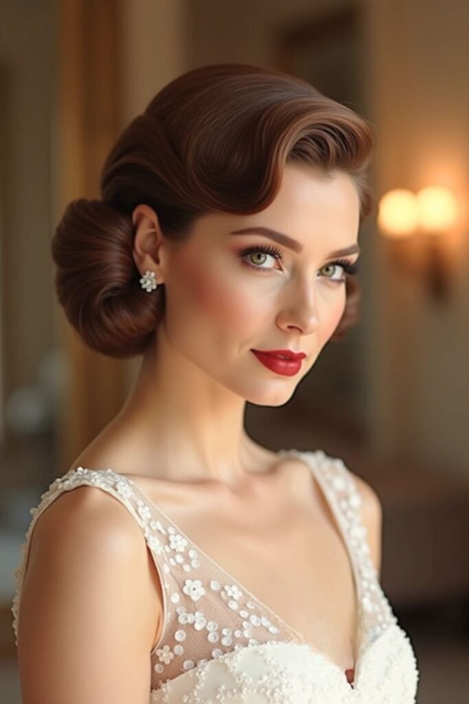 Classic Hollywood Short Glam Updo – Timeless, Elegant & Red-Carpet Ready