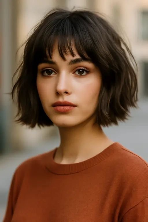 Messy Cropped Bob with Textured Short Bangs