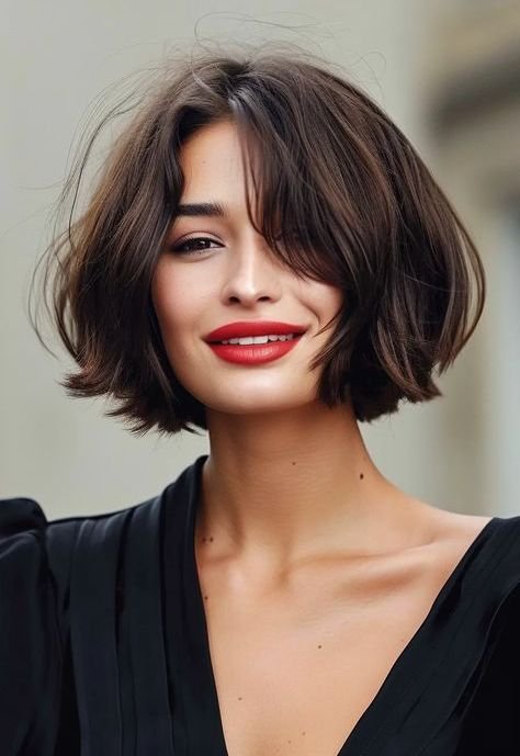 Side-Swept Voluminous Bob with Soft Texture
