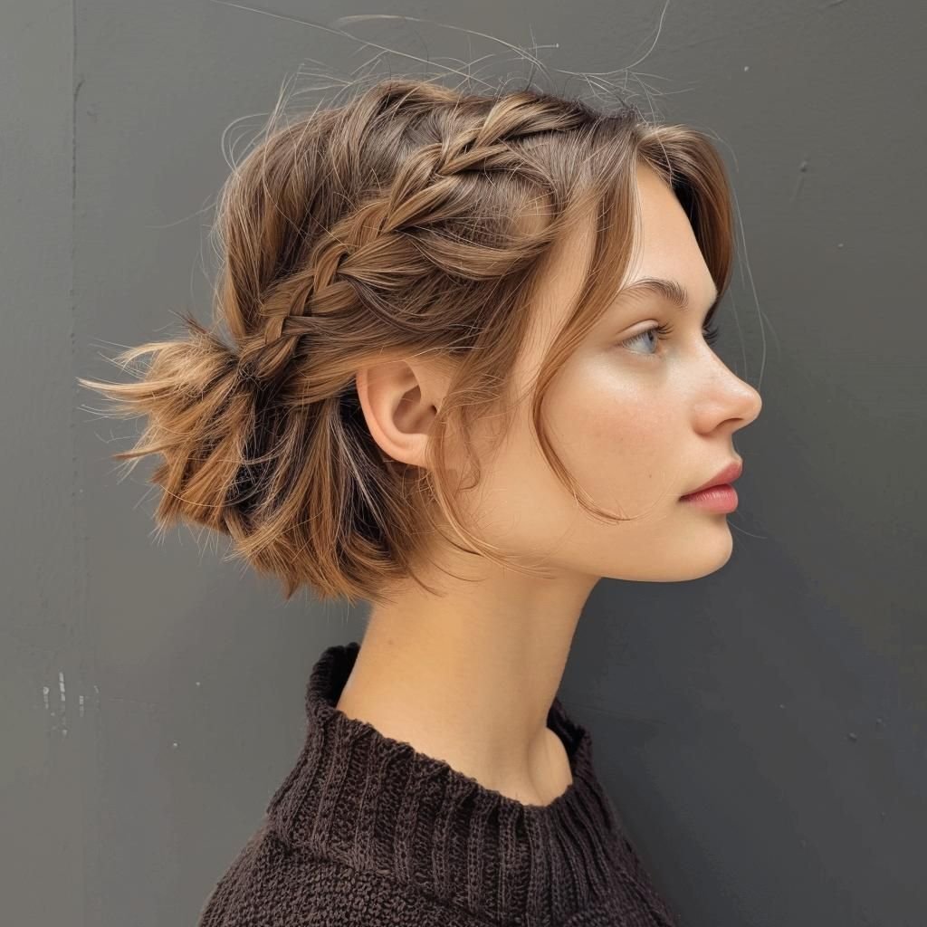 Braided Low Bun for Short Hair – Soft, Romantic & Effortlessly Elegant