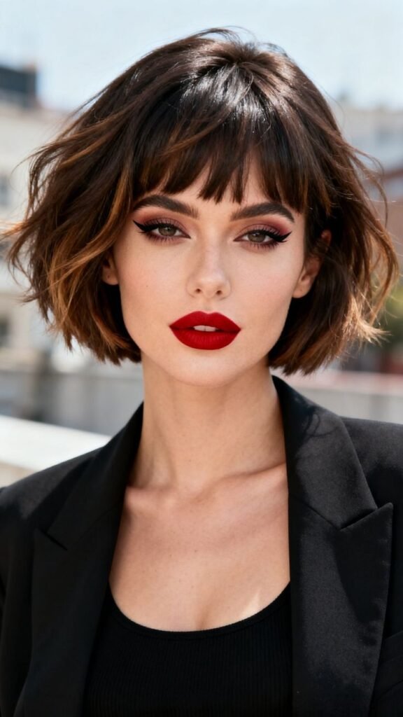 Edgy Textured Bob with Short Choppy Bangs