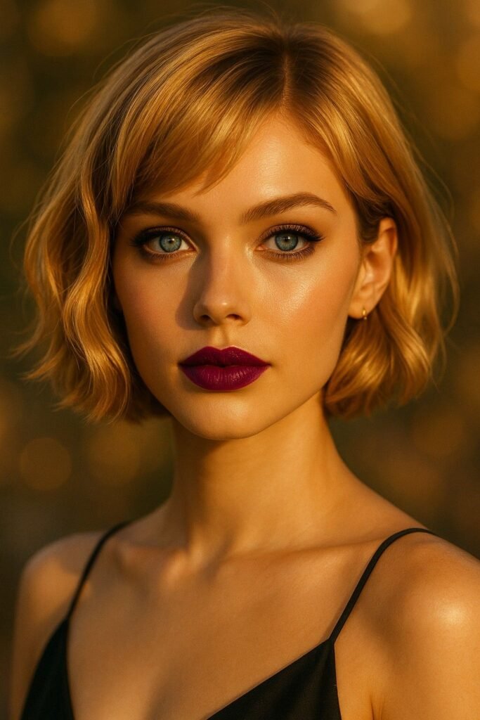 Golden Hour Textured Blonde Bob