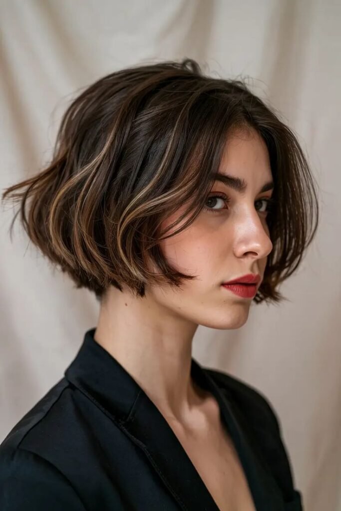 Textured Italian Bob with Subtle Highlights
