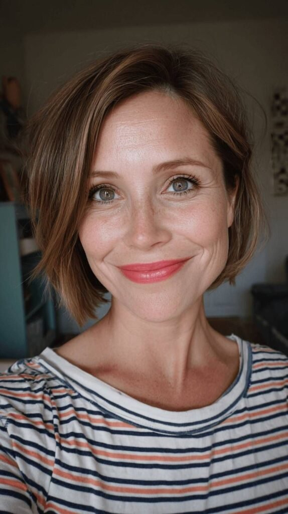 Soft Side-Parted Classic Bob – Youthful, Polished & Timeless