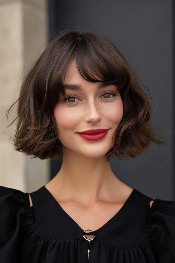 Soft Voluminous Parisian Bob with Natural Texture (2026 Short Hair Trend)