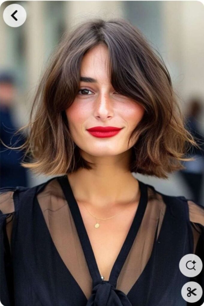 Soft Shaggy Bob with Curtain Fringe