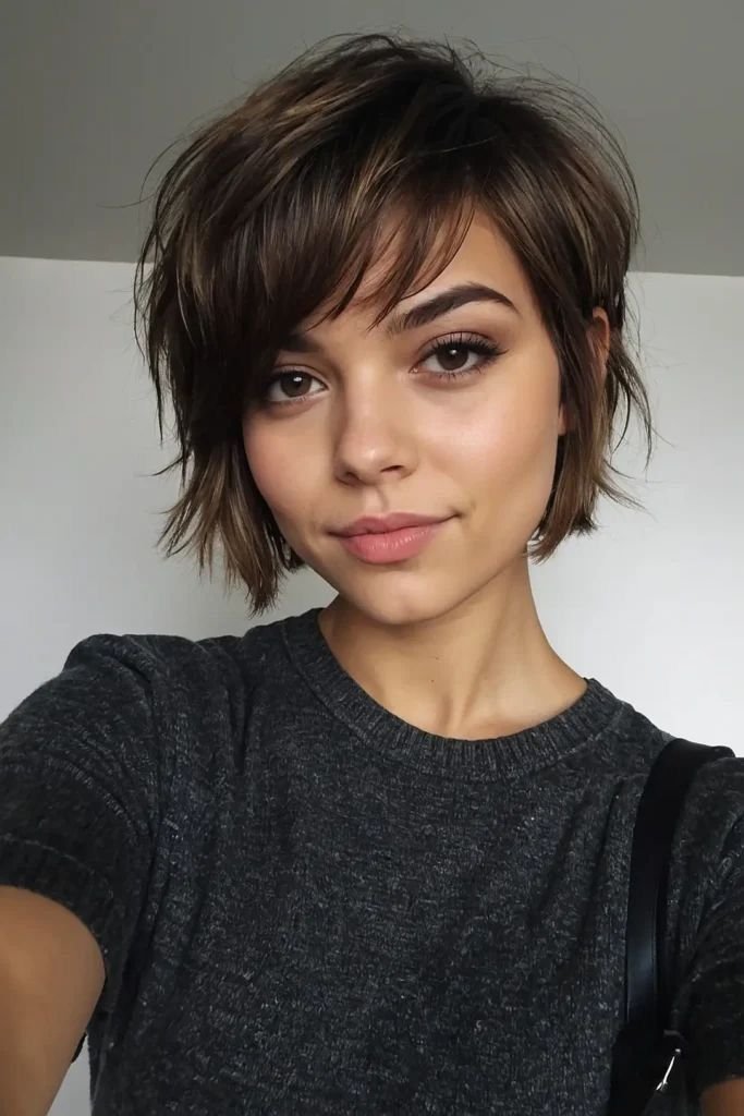 Choppy Layered Pixie Bob – Effortless Volume & Modern Edge