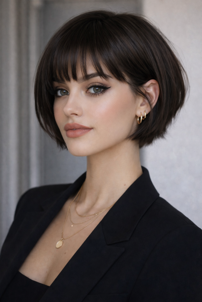 Edgy French Bob with Blunt Bangs