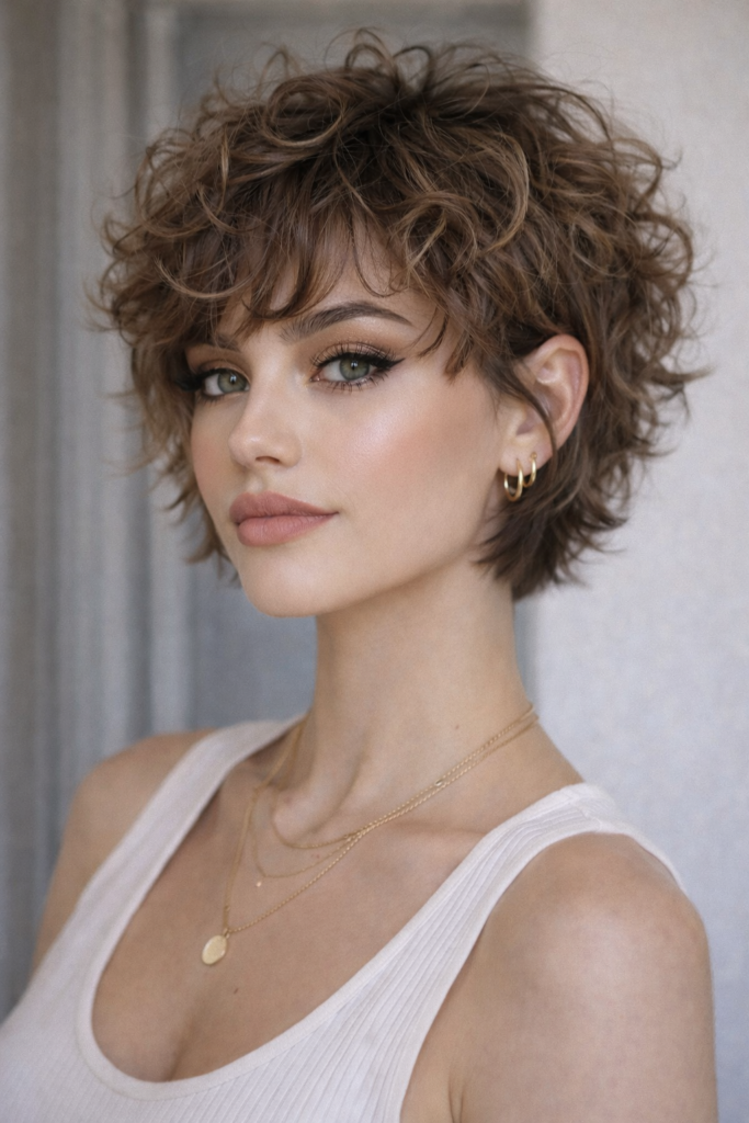 Short Curly Shag with Natural Volume and Texture