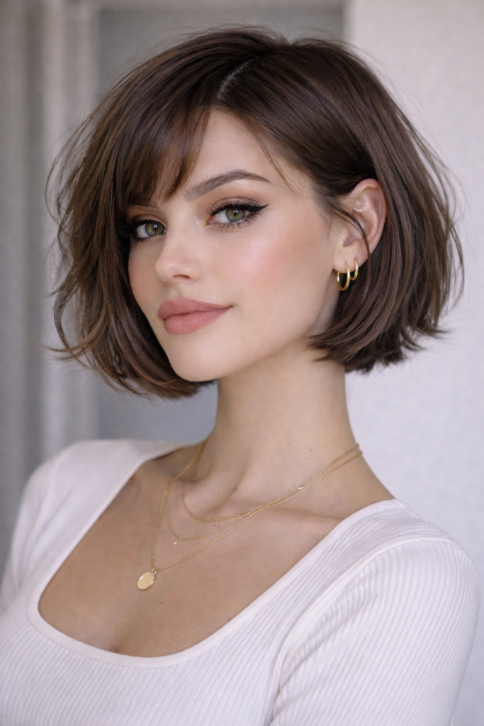 Soft Romantic Chin-Length Bob with Gentle Waves