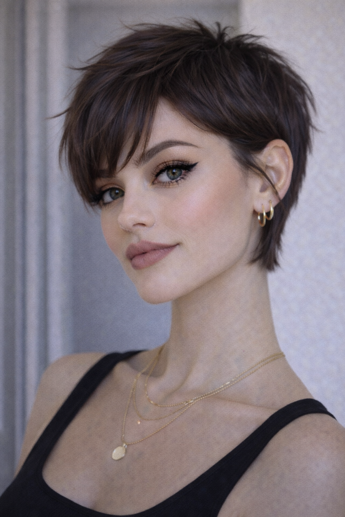 Textured Pixie with Side Fringe for Effortless Movement