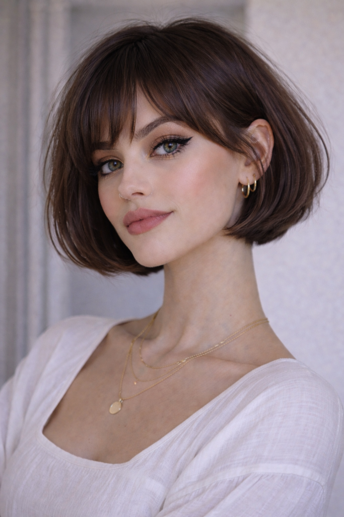 Classic French Girl Micro Bob with Soft Bangs