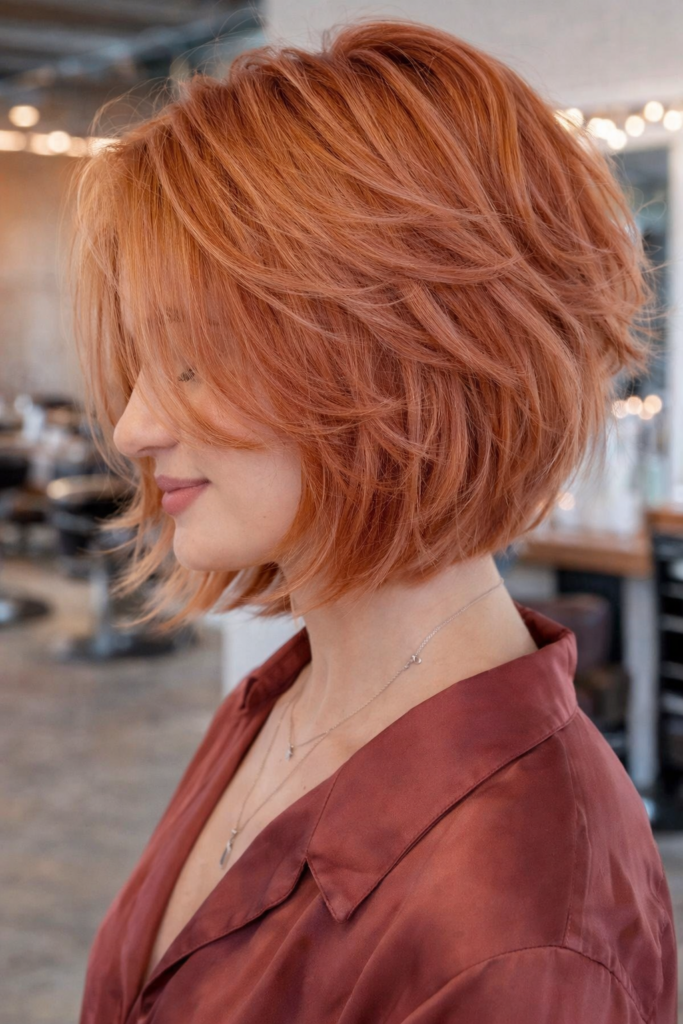 Soft Copper Layered Bob ✂️🔥 Modern Volume & Effortless Texture