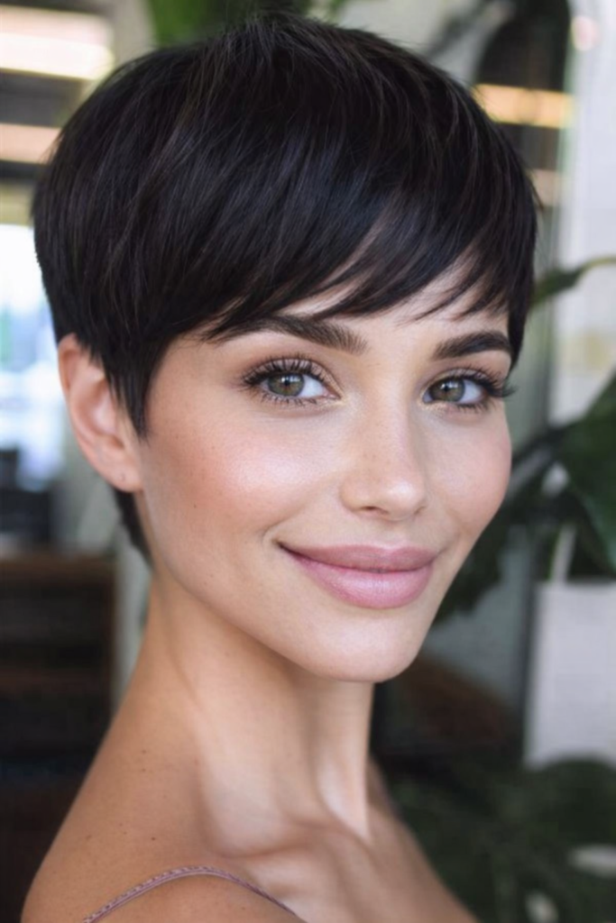 Chic Jet-Black Pixie Cut: Bold, Fresh & Effortlessly Modern