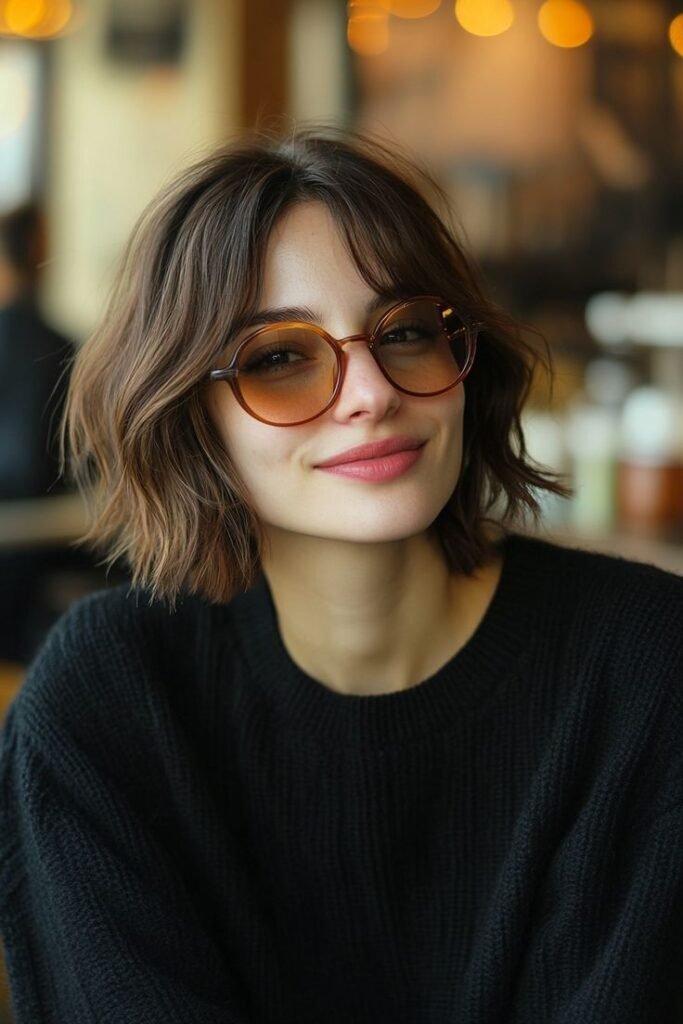 Cute Short Bob with Glasses Style