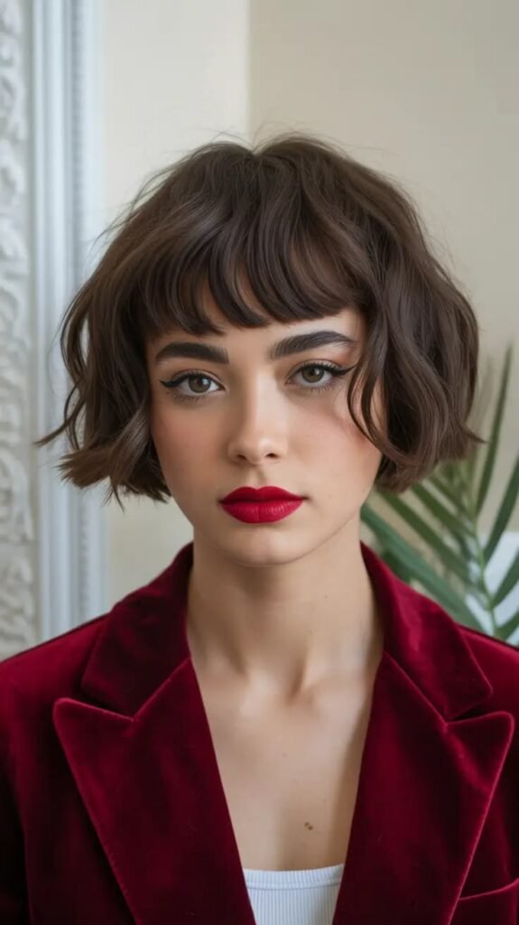 Short Wavy Bob with Micro Bangs