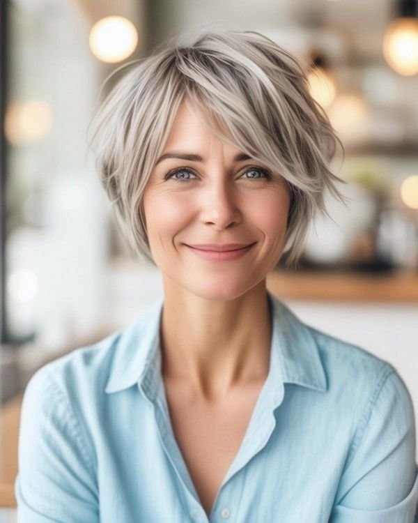 Chic Silver Short Hairstyle