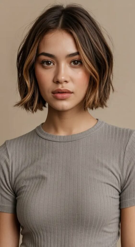 Textured Wavy Bob with Highlights