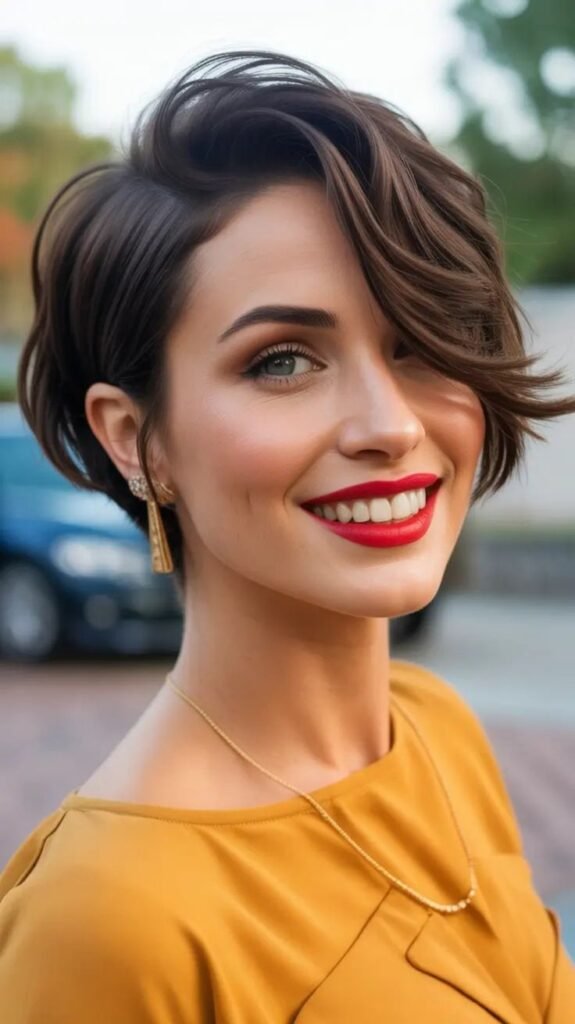 Elegant Side Swept Short Hair
