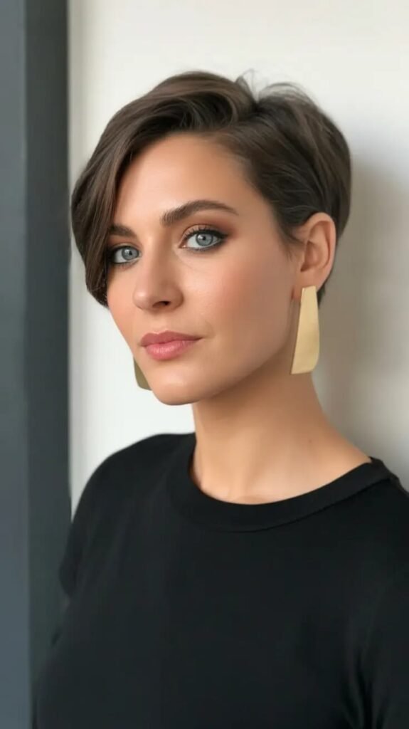 Elegant Short Pixie with Side Sweep