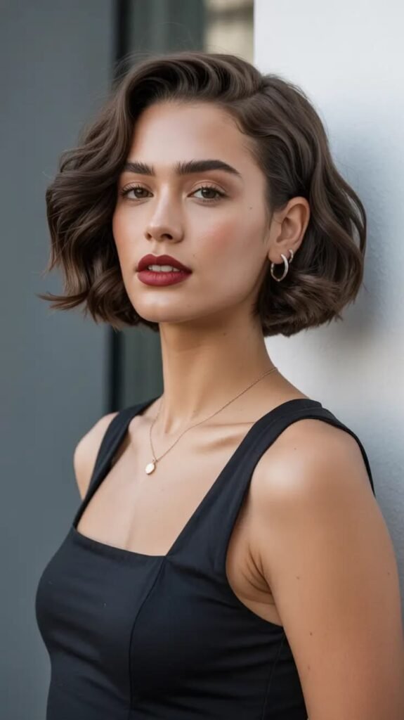 Elegant Wavy Short Bob with Side Part