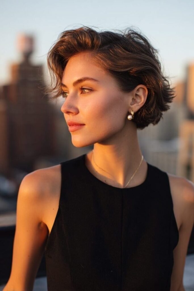 Modern Side-Swept Short Haircut