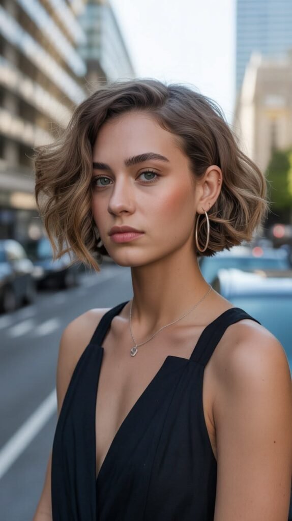 Textured Short Bob with Side Volume