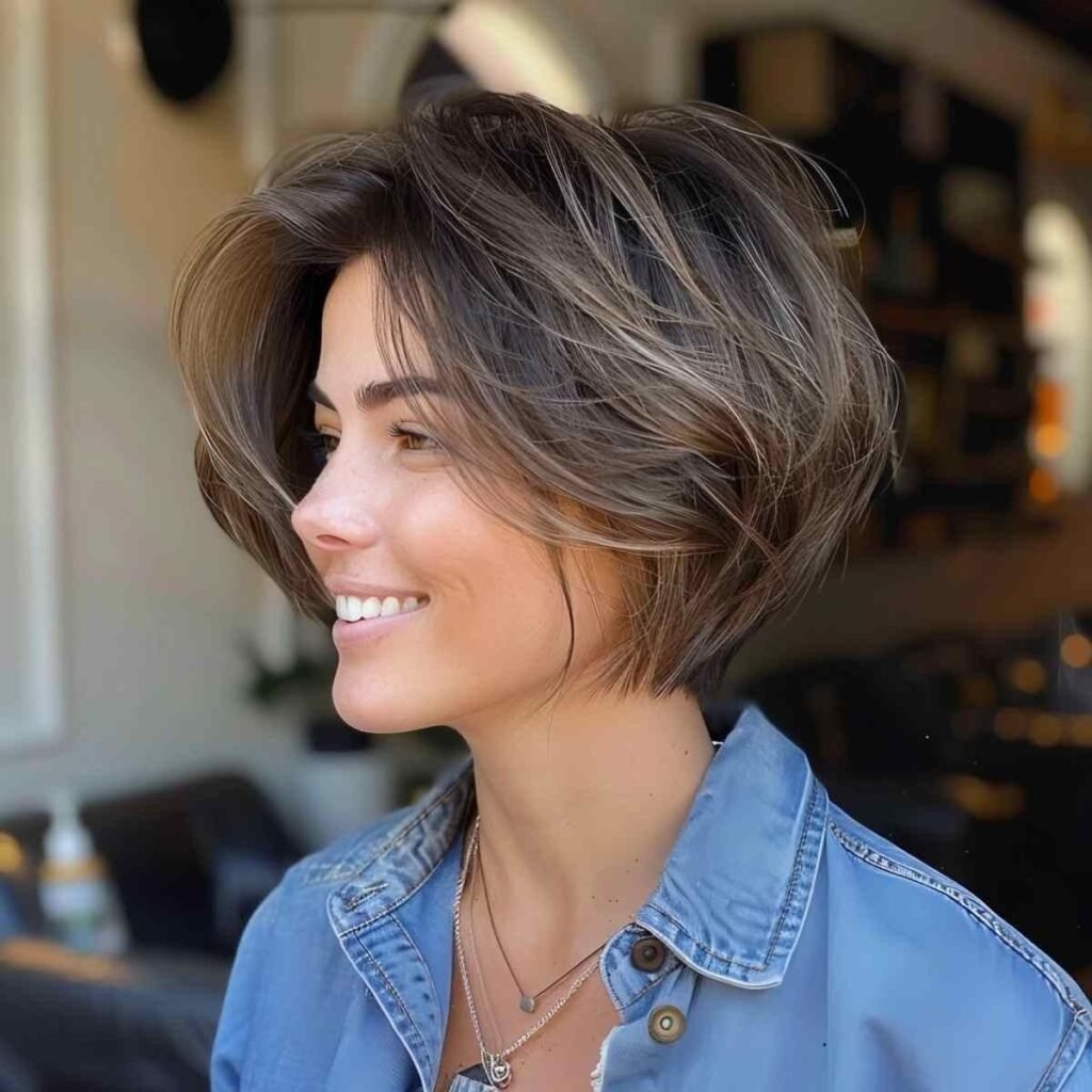 Short Layered Bob with Highlights
