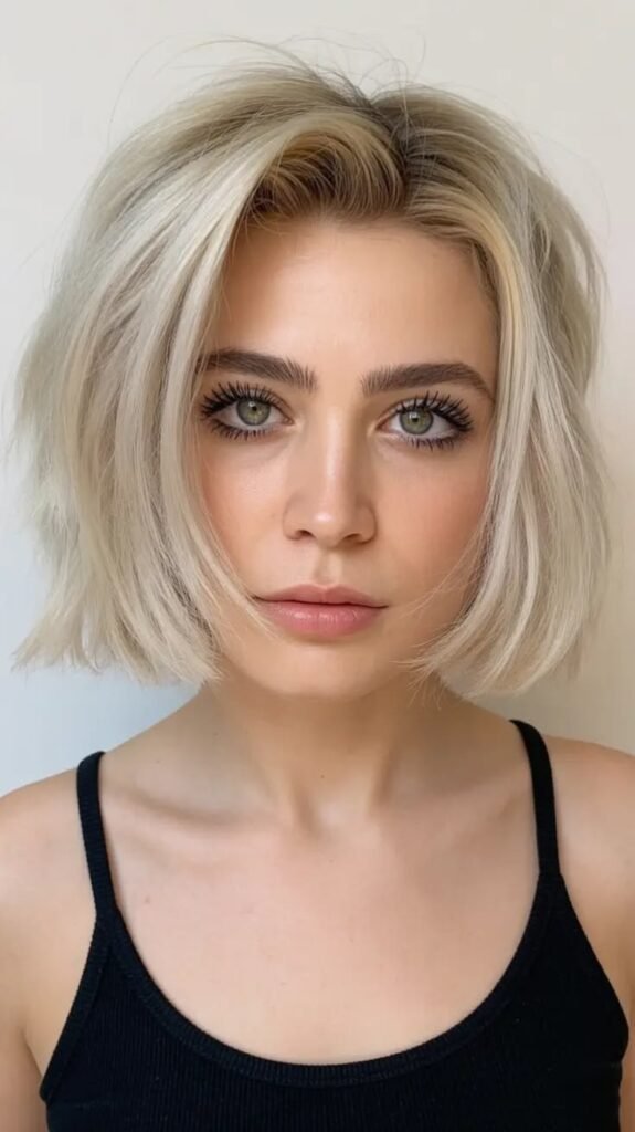 Blonde Textured Bob with Fringe