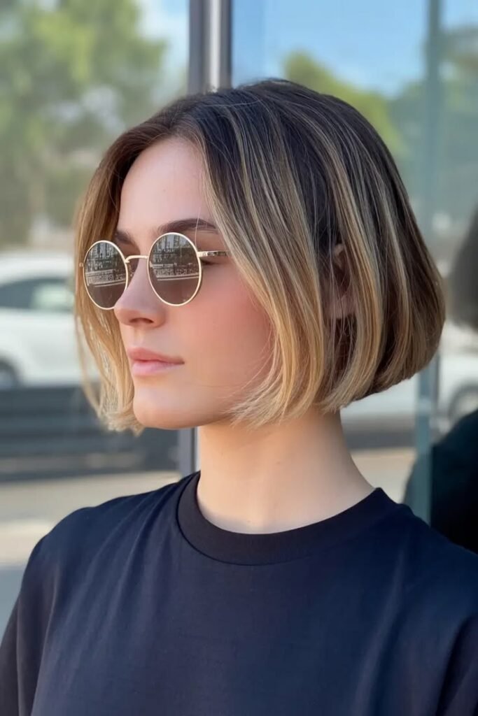 Blonde Bob with Soft Layers and Side Part