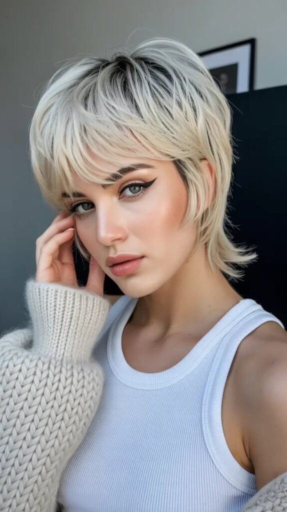 Platinum Layered Pixie Cut