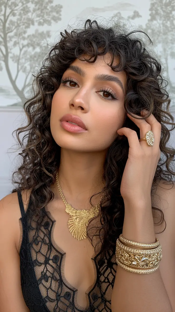 Elegant, Curly, MediumLength